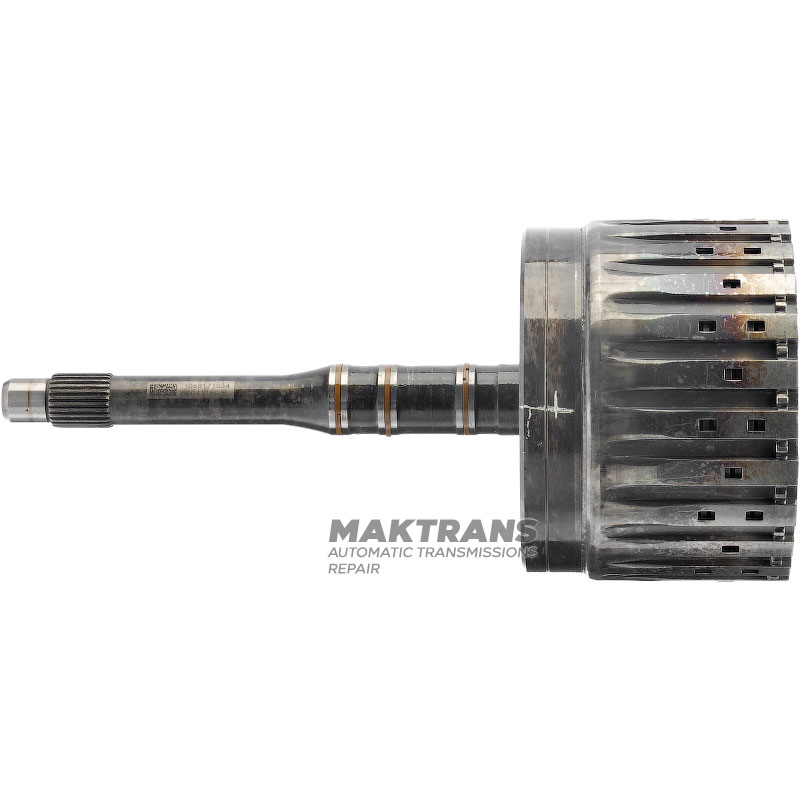 Wał wejściowy z koszem sprzęgłowym E Clutch ZF 6HP26 ZF 6HP28 (całkowita wysokość wału 308 mm, średnica wału u podstawy 30 mm, 7 tarcz ciernych)
