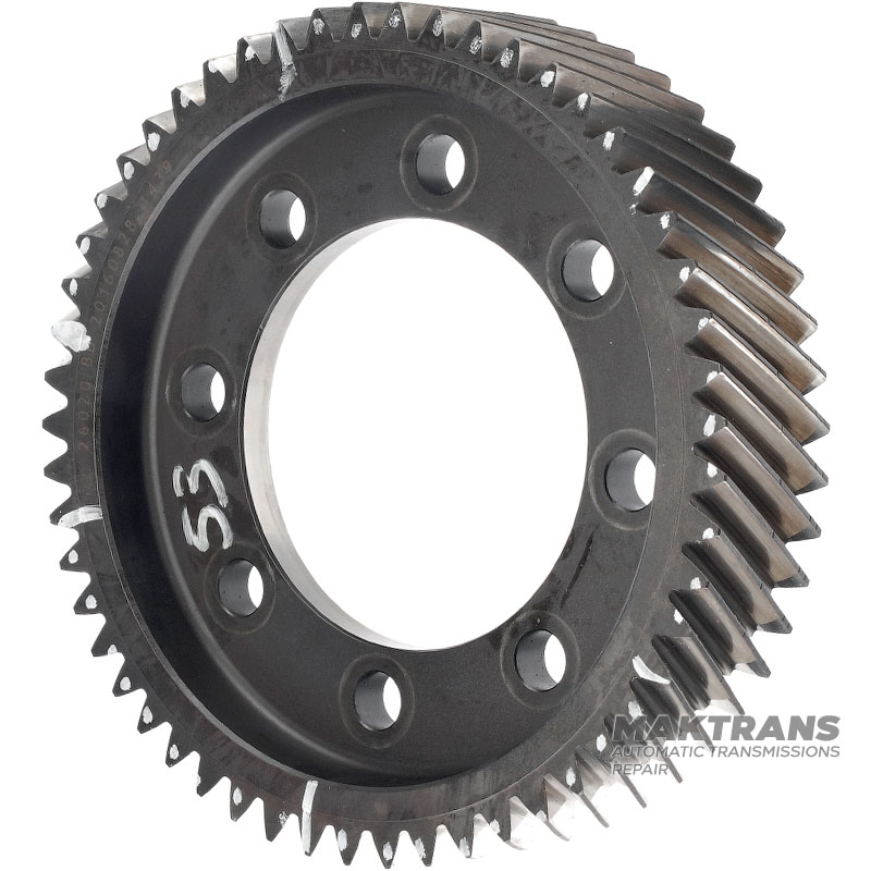 Koło zebate śrubowe mechanizmu różnicowego (53T, OD182mm, 33mm, 8 otworów montażowych)
