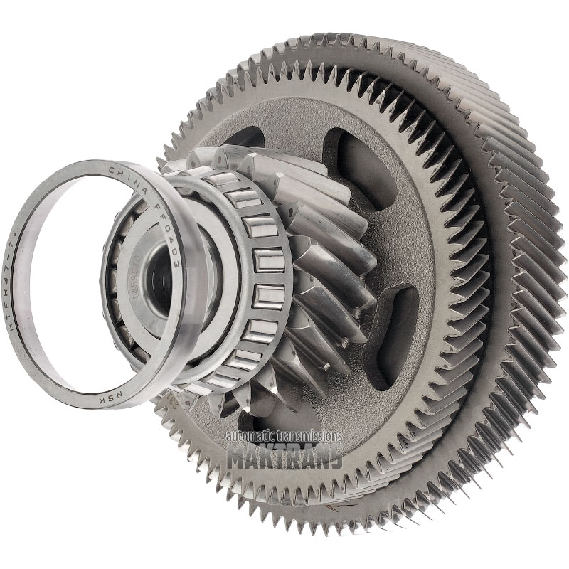 Koło napinające napędu różnicowego FORD eCVT HF45 LX68-7H348-BA - wysokość całkowita 105 mm, 21 zębów (Ø zewn. 85,70 mm), 83 zęby (Ø zewn. 144,60 mm), 93 zęby (Ø zewn. 165,85 mm) - zdemontowane z nowych skrzyń biegów