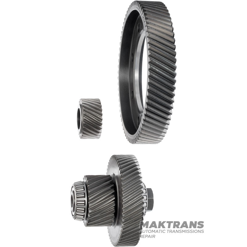 Koła zębate przekładnie główne JATCO CVT JF016E / wał posredni 23 zębów (Ř zew. 71,60 mm) / 54 zębów (Ř zew. 1 Komplet27,95 mm), mechanizmy różnicowe. 68 zębów (Ř zewnętrzna 195 mm), koło pasowe napędzane 25 zębów (Ř zewnętrzna 61,70 mm)