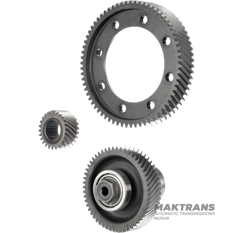 Koła zębate przekładnie główne JATCO CVT JF016E / wał posredni 23 zębów (Ř zew. 71,60 mm) / 54 zębów (Ř zew. 1 Komplet27,95 mm), mechanizmy różnicowe. 68 zębów (Ř zewnętrzna 195 mm), koło pasowe napędzane 25 zębów (Ř zewnętrzna 61,70 mm)