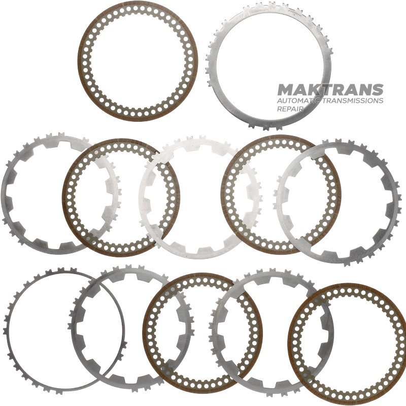 Komplet tarcz ciernych i przekładek stalowych Low/Reverse Clutch Hyundai/KIA A8MF1 456254G600 (5 tarcz ciernych, całkowita grubość zestawu 16,60 mm)