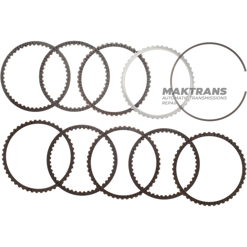 Komplet tarcz ciernych i przekładek stalowych Overdrive Clutch Hyundai/KIA A8MF1 454254G600 (8 tarcz ciernych, całkowita grubość zestawu 18,20 mm)