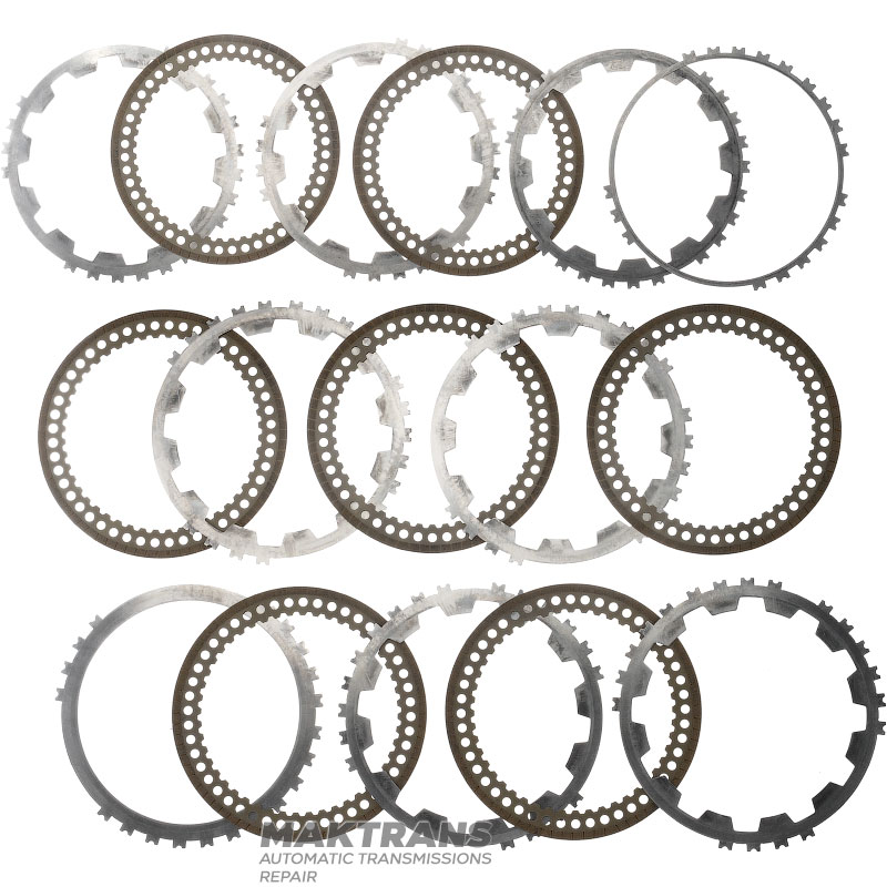Komplet tarcz stalowych i ciernych Low/Reverse Clutch Hyundai/KIA A8MF1 456254G600 (7 tarcz ciernych, całkowita grubość zestawu 25 mm)