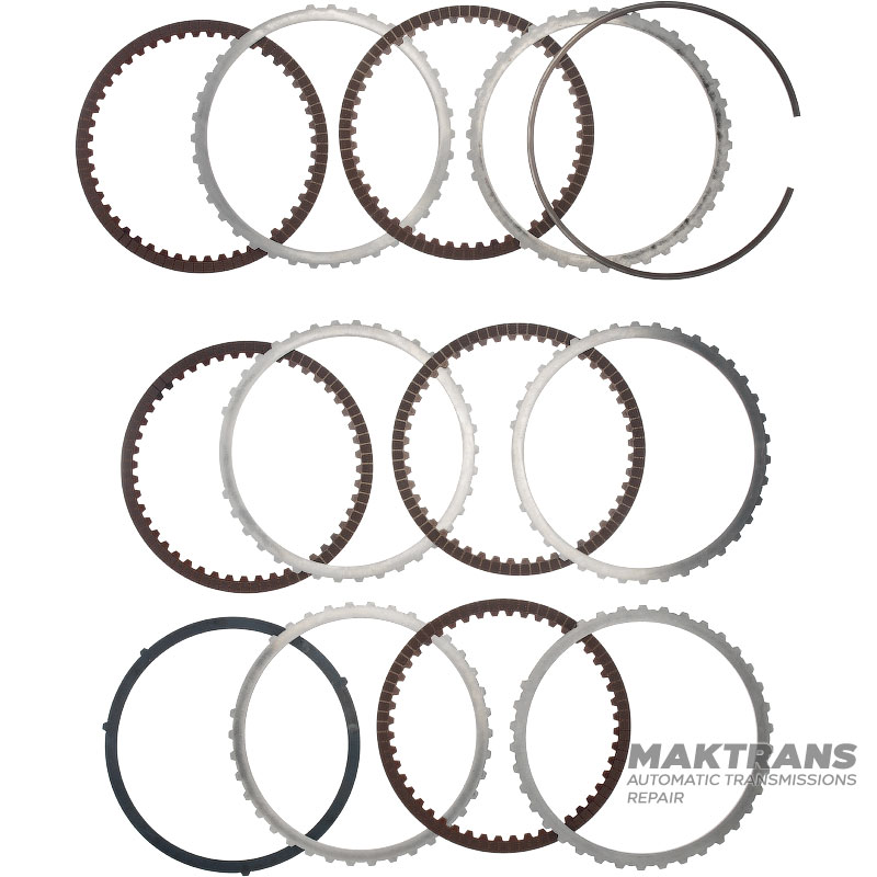 Stal i komplet tarcz ciernych B06 Hamulec NISSAN GE9R01A / JATCO JR913E - całkowita grubość zestawu 23,30 mm, 5 tarcz ciernych