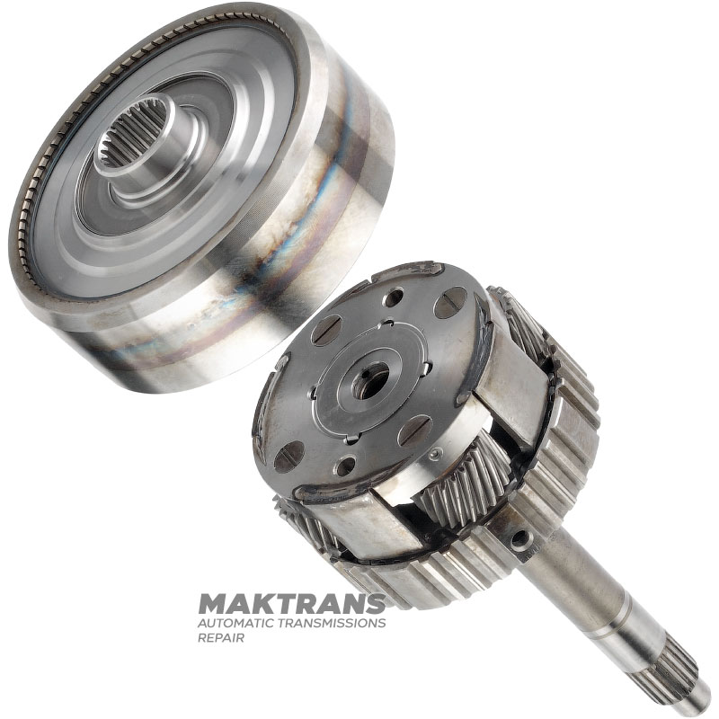 Wał wejściowy / przekładnia planetarna OVERDRIVE Aisin Warner 30-40LE, 30-80LE / TOYOTA A340 - długość wału wejściowego 195 mm (20 wypustów, średnica zewnętrzna 21,30 mm), 4 satelity (23 zęby, 2 nacięcia), koło koronowe 79 zębów (zewnętrzne) Ř 117,95 mm)