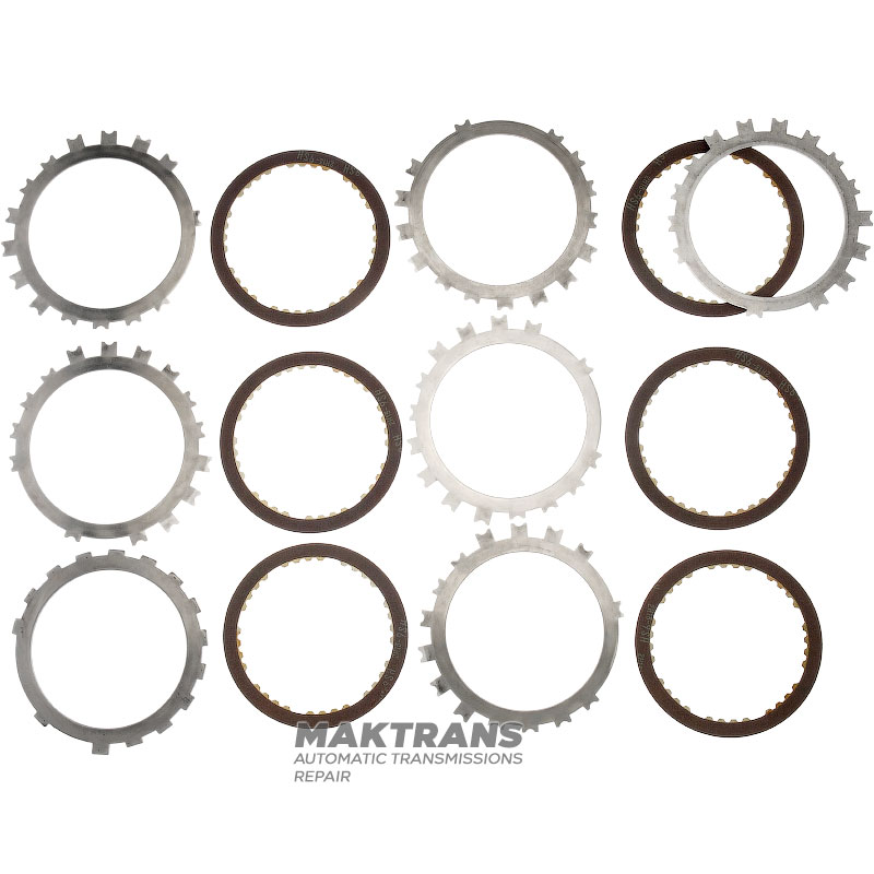Komplet tarcz stalowych i ciernych HAMULEC LOW-REVERSE Aisin Warner 30-40LE, 30-80LE / TOYOTA A340 A343 - 6 tarcz ciernych (całkowita grubość kompletu 26,35 mm)