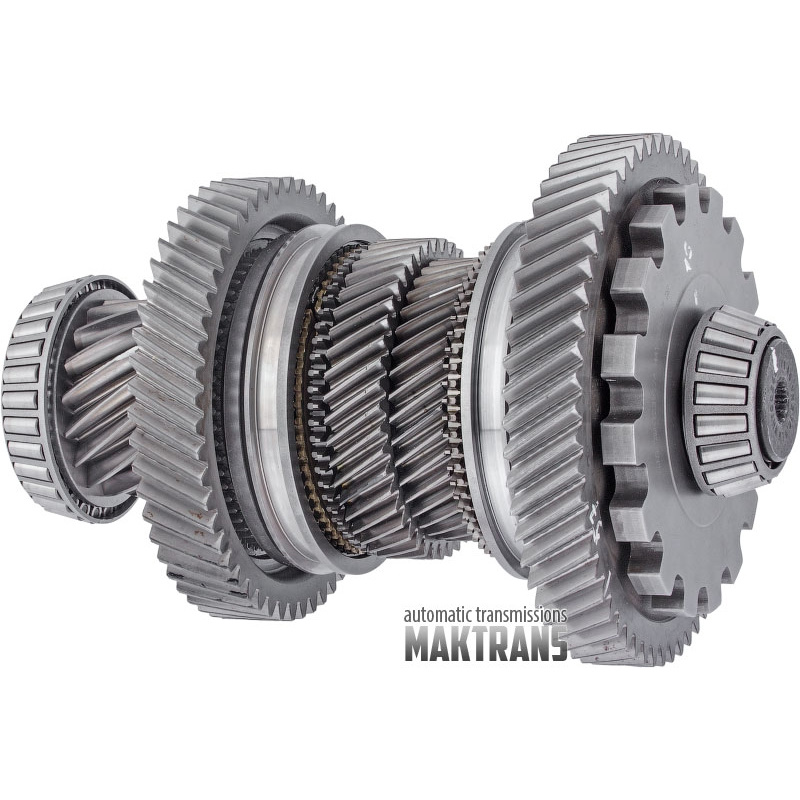 Wał wyjściowy nr 1 VAG DSG DQ500 0BT / 0BH — 15 zębów (średnica zewnętrzna 64 mm), 53 zęby (średnica zewnętrzna 141 mm), 45 zębów (średnica zewnętrzna 100,50 mm), 39 zębów (średnica zewnętrzna 87,90 mm), 57 zębów (średnica zewnętrzna 160,65 mm)