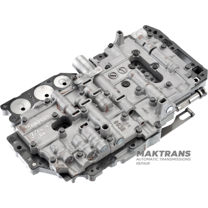 Zespół zaworu z elektromagnesami (niezweryfikowany) TOYOTA A340E / A340F - zdemontowany ze skrzyni biegów z oznaczeniami (35010-34310 / 35000-334290), TOYOTA TUNDRA (VCK30L-ARSSKA), Silnik: (5VZFE) 3400CC EFI