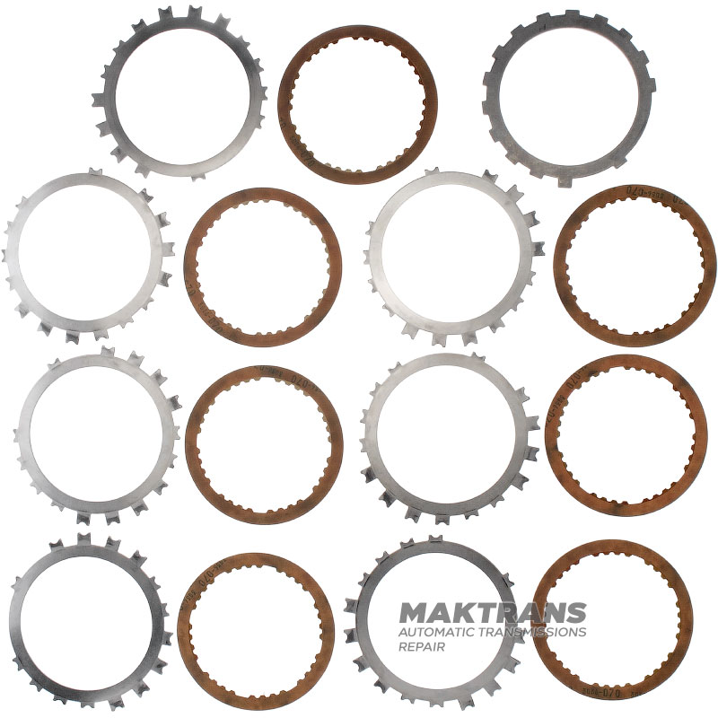 Komplet tarcz stalowych i ciernych HAMULEC LOW-REVERSE Aisin Warner 30-40LE, 30-80LE / TOYOTA A340 A343 - 7 tarcz ciernych (całkowita grubość kompletu 30,70 mm)