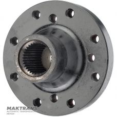 Kołnierz wału wyjściowego FORD 5R110W 3C3Z-4K177-BA - wysokość całkowita 76 mm, 34 wypusty, średnica zewnętrzna 146 mm, 8 otworów montażowych (średnica wewnętrzna 10,20 mm)