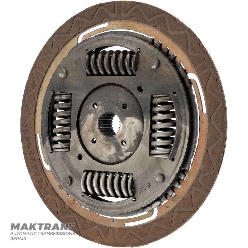 Tarcza cierna z tłumikiem sprężynowym przetwornika hydraulicznego GM 6L45, 6L50 — BMW (2006 - 2013) — (Ø zewnętrzna 220 mm, 27 rowków po stronie wewnętrznej)