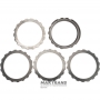Komplet felg stalowych Intermediate Clutch FORD 4R70, 4R75, 4R75W - 4 tarcze stalowe (grubość 2,02 mm, średnica wewnętrzna 148,45 mm, 18 zębów), 1 tarcza podporowa (grubość 6,40 mm, średnica wewnętrzna 148,45 mm, 18 zębów)