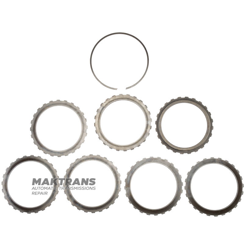 Zestaw kół stalowych E Clutch FORD 6R60, 6R80 - 6L2Z-7B442-AA, płyta nośna (grubość 6,15 mm/3 mm, średnica wewnętrzna 107 mm, 24 zęby), 6 kół stalowych (grubość 3,05 mm, średnica wewnętrzna 107 mm, 24 zęby)