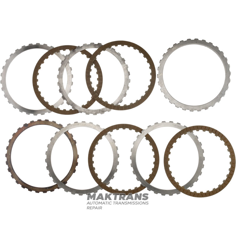 Komplet tarcz stalowych i ciernych FORD Low / Reverse Brake 6R60, 6R75, 6R80 - 4 tarcze cierne (całkowita grubość kompletu 19,20 mm)