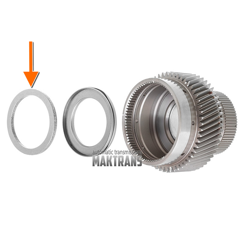 Podkładka łożyska koła słonecznego nr 1 FORD 10R80 – grubość 3,35 mm, średnica zewnętrzna 57,05 mm, średnica wewnętrzna 45,60 mm