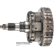 Przekładnia planetarna tylna nr 4 kompletna z wałkiem wyjściowym, bęben sprzęgła D (pusty, bez tarcz) ZF 8HP70 2WD — (wysokość całkowita 224 mm, 4 satelity, 43 wypusty (Ø zewn. 34,70 mm)