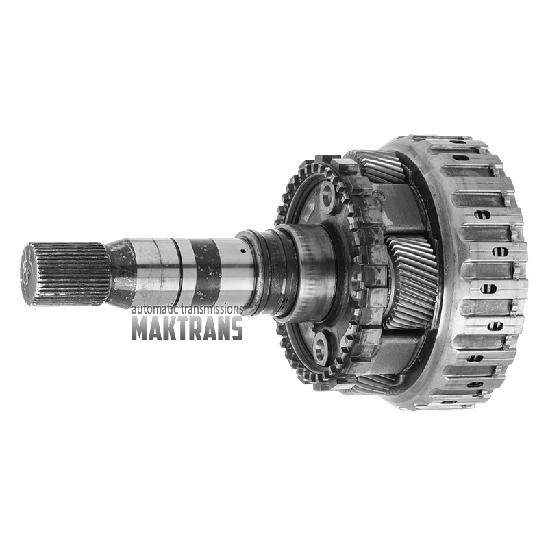 Tylna przekładnia planetarna nr 4, wał wyjściowy, sprzęgło bębnowe D (puste, bez tarcz) ZF 8HP45 4WD – wysokość całkowita 260 mm, 43 wypusty, 4 zębatki (37 zębów na zębatkach)