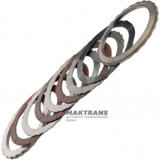 Komplet tarcz ciernych i stalowych FORWARD Clutch FORD E4OD, 4R100 - 3 tarcze cierne (grubość całkowita bez tarczy sprężynowej 23,85 mm), F2TZ-7B164-A, C6AZ-7B442-A, E9TZ-7B442-D