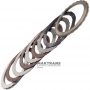 Komplet tarcz ciernych i stalowych FORWARD Clutch FORD E4OD, 4R100 - 3 tarcze cierne (grubość całkowita bez tarczy sprężynowej 23,85 mm), F2TZ-7B164-A, C6AZ-7B442-A, E9TZ-7B442-D