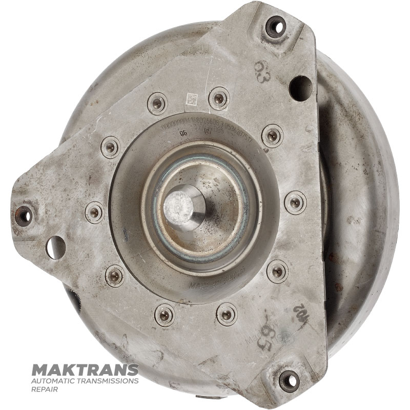 Osłona przednia przekładni hydrokinetycznej ZF 6HP26 — 206 503 (średnica zewnętrzna obudowy 282,70 mm, średnica zewnętrzna pilota 34,95 mm, 3 otwory montażowe)
