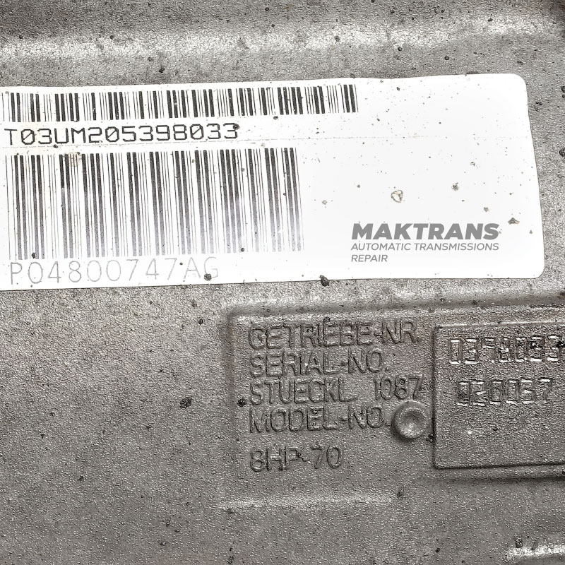 Skrzynia biegów automatyczna (kompletna, bez konwertera momentu obrotowego) ZF 8HP70 4WD — P04800747AG, 1087020037