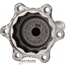 Wał kołnierzowy (skrzynia rozdzielcza) VAG DSG6 DQ250 02E - 0CN409355B, długość całkowita 334 mm, 6 otworów montażowych (rozstaw osi 50 mm)