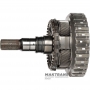 Wał wyjściowy, bęben sprzęgła D, koło planetarne #4 ZF 8HP70, 1102242079 - wysokość całkowita 233 mm, 4 satelity (37 zębów), 23 wielowypusty (Ø zewn. 30,80 mm, długość wielowypustu 50 mm), wyjmowane koło postojowe