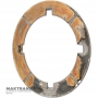 Podkładka ślizgowa (bimetaliczna) tylnego koła planetarnego FORD E4OD, 4R100 — E9TZ-7A166-A, 4 nogi (szerokość nogi 7,40 mm), wysokość 5,55 mm, grubość 1,60 mm, średnica zewnętrzna 95,60 mm, średnica wewnętrzna 66,15 mm