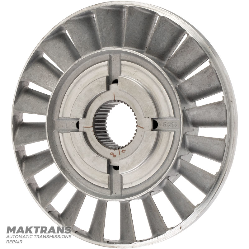 Koło przekładni hydrokinetycznej FORD 4F27E / MAZDA FN4A-EL — oznaczenie obudowy 6B63, średnica zewnętrzna 160,45 mm, 38 wypustów