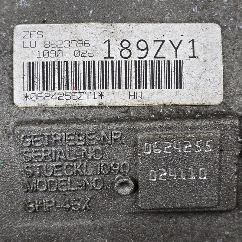 Zespół automatycznej skrzyni biegów (z przetwornikiem momentu obrotowego) ZF 8HP45X, 4WD - oznaczenie ZY1, 1090026189, 1090024110 (BMW seria 3 F34)