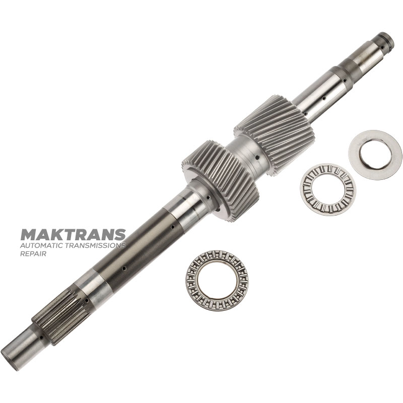 Wał z kołami słonecznymi P2 / P3 NISSAN RE6R01A / AISIN WARNER A466ND - całkowita długość wału, koło słoneczne P2 38 zębów (Ø zewn. 61,35 mm), koło słoneczne P3 31 zębów (Ø zewn. 49,80 mm)