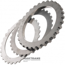 Zestaw stalowych tarcz sprzęgła pośredniego i ciernych Ford E4OD, 4R100, grubość 14,75 mm, średnica wewnętrzna 158,55 mm, 30 zębów