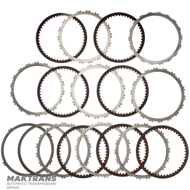 Zestaw tarcz stalowych i ciernych B1 Hamulec wsteczny RE5R05A 3166295X00 - 7 tarcz ciernych (50 zębów), całkowita grubość zestawu 32,20 mm, grubość tarczy stalowej 2 mm